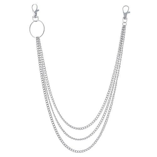 Layered Pants Chain keychain for Women Men Punk Wallet Chains Hiphop Jeans Keychain Halloween Jewelry - style: C-three layered chain