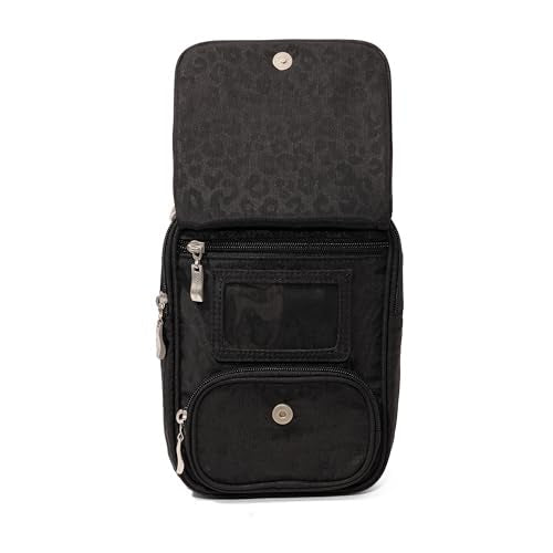Baggallini Journey Crossbody Bags for Women 9x6 Small Lightweight Travel Handbag W/RFID - color: Black Cheetah