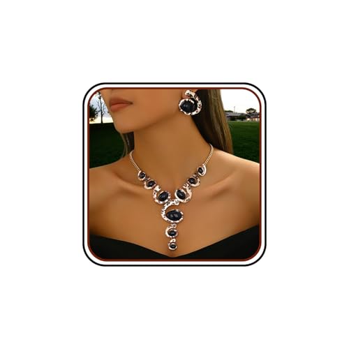 Gold Jewelry Set, Silver Black Boho Western Chunky Vintage Pendant Necklace Stack Trendy Adjustable Non Tarnish Cowgirl Dainty Hypoallergenic Earrings Jewelry Sets For Women - color: Leopard Print Set