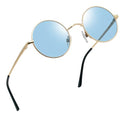Joopin Retro Small Round Sunglasses Hippie Circle Sun Glasses Polarized UV400 Protection Metal Shades for Men Women - color: A04-golden Frame Tint Blue Lens