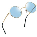 Joopin Retro Small Round Sunglasses Hippie Circle Sun Glasses Polarized UV400 Protection Metal Shades for Men Women - color: A04-golden Frame Tint Blue Lens