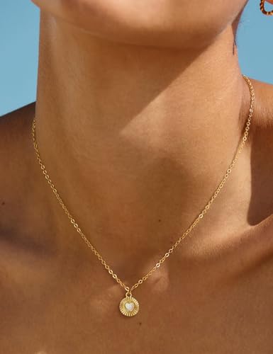 Opal Pendant Necklace for Women - Dainty 14k Gold Plated Jewelry Necklaces, Perfect Valentine's Day/Mother's Day Gift for Her, Mom, Girlfriend, Daughter - color: Heart Opal-GD