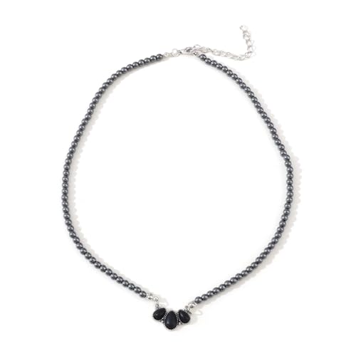 coadipress Navajo Pearl Necklace Western Jewelry for Women Boho Beaded Choker Necklaces Vintage Turquoise Pendant Cowgirl Necklace - style: Fan Black