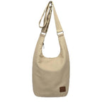 Coton Pose Women Hippie Crossbody Bag - Top Zip Large Capacity Canvas Sling Bag - Jacquard Cloth Handmade - color: Tan Beige