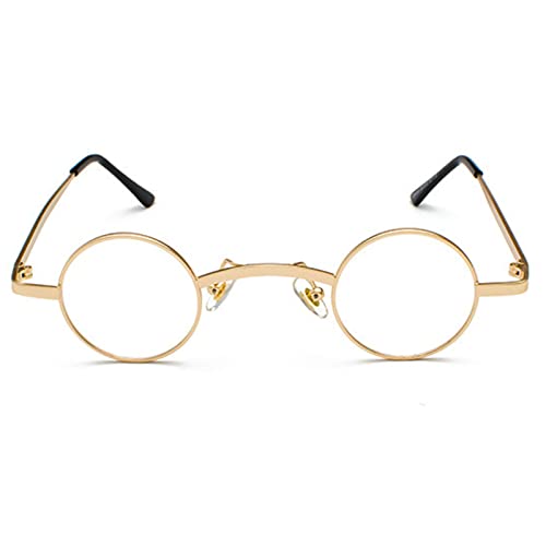 mincl/punk Small Chic Fashion Vintage Round Sunglasses Metal Frame - color: Gold&clear