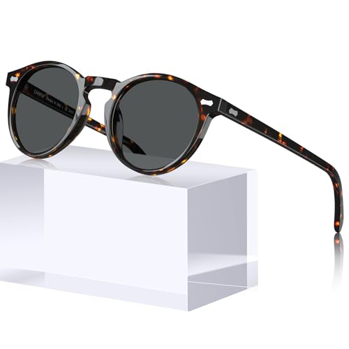 CARFIA Polarized Sunglasses for Women: Acetate Frame, Small/Medium Size, UV400 Protection - Anti Glare CA5288 - color: 7. Tortoise Frame Grey Lens