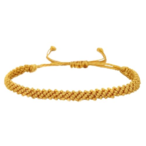 1/2Pcs Set Tibetan Rope Braided Rope String Adjustable Bracelet for Women Men Jewelry Handmade Bohemian Lucky Protection Bracelet Colorful - color: Yellow