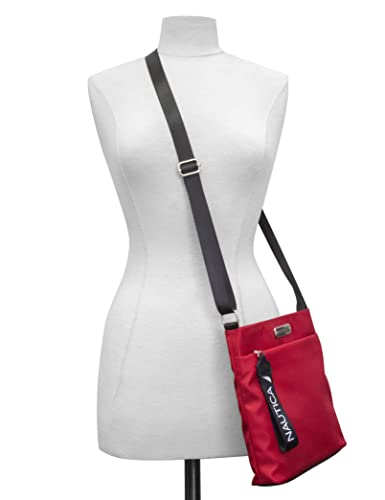 Nautica Diver Nylon Small Women's Crossbody Bag Purse with Adjustable Shoulder Strap - color: Red