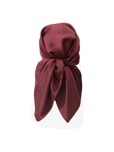 SHENHE Women's Silky Head Scarf Vintage Paisley Hair Scarf Bandana Square Kerchief Hair Wrap - color: Solid Burgundy B
