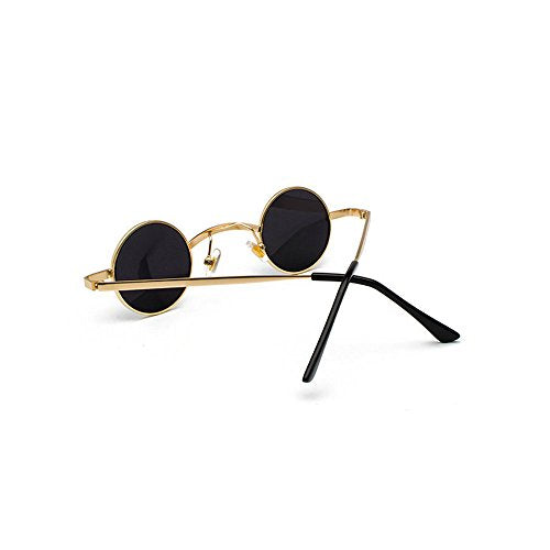mincl/punk Small Chic Fashion Vintage Round Sunglasses Metal Frame - color: Gold Black