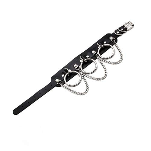 Eigso Vintage Punk Goth Studded Rivet Pu Leather Collar Choker Necklace with Spikes Adjustable - color: F-Black