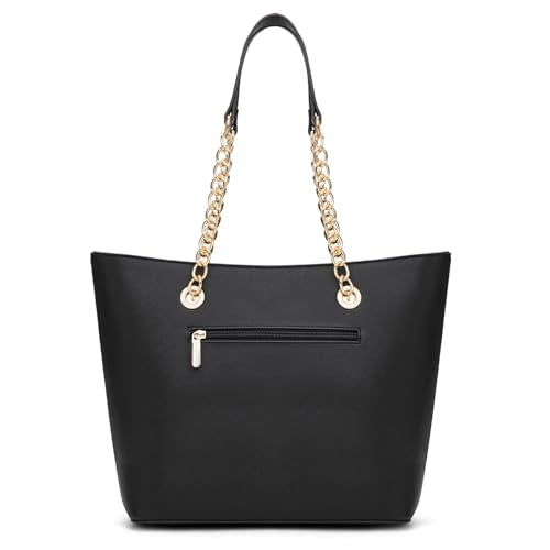 Montana West Tote Bag for Women Chain Top-handle Handbags - color: Black
