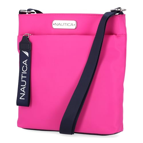 Nautica Diver Nylon Small Women's Crossbody Bag Purse with Adjustable Shoulder Strap - color: Hot Pink
