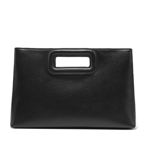 Top Handle Clutch Handbags for Women, Evening Handbag Shoulder Crossbody Purse with Gold Chain - color: Pu Black