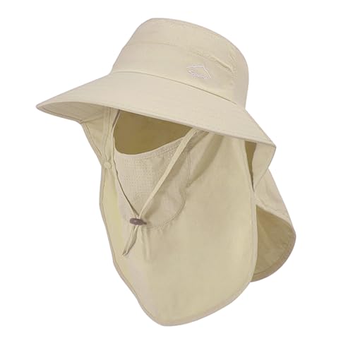 Sun Hat for Men Women with Neck Flap,UPF 50+ UV Protective Hiking Fishing Hats,Wide Brim Sun Hat for Women&Men - color: 1pack-style2-beige(with Face Cover)