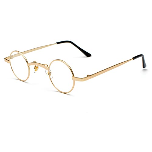 mincl/punk Small Chic Fashion Vintage Round Sunglasses Metal Frame - color: Gold&clear