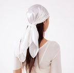 4 Pc Set Large 35 x 35 inches Satin Square Scarves Neck Hair Head Scarf Bundle - color: Set W7