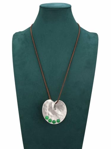 JAOYU Bohemian Necklaces for Women Leather Necklace Wood Pendant Choker Long Brown Necklace Chunky Circle Boho Hippie Jewelry - style: Bohemian Large Pendant Necklace