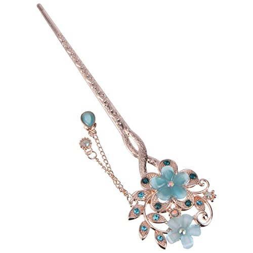 Vintage Chinese Hair Sticks with Opal Design Elegant Blue Hair Chopsticks Traditional Hairpins for Women Hair Decor and Styling Ancient Chinese Hair Clip - color: Blue