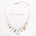 ORIGENCE Sun Heart Necklace for Women 18K Gold Plated Heart Pendant Necklace Chunky Chain Choker Necklaces Hip Hop Charm Necklaces Trendy Unisex Jewelry - style: 11Charm-Glass Bead