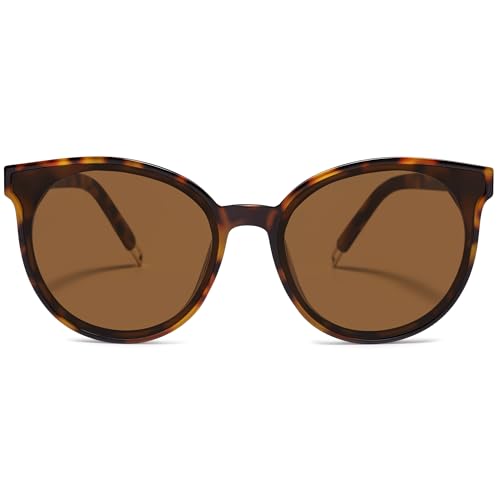 SOJOS Fashion Round Sunglasses for Women Men Oversized Vintage Shades SJ2057 - color: Tortoise/Brown
