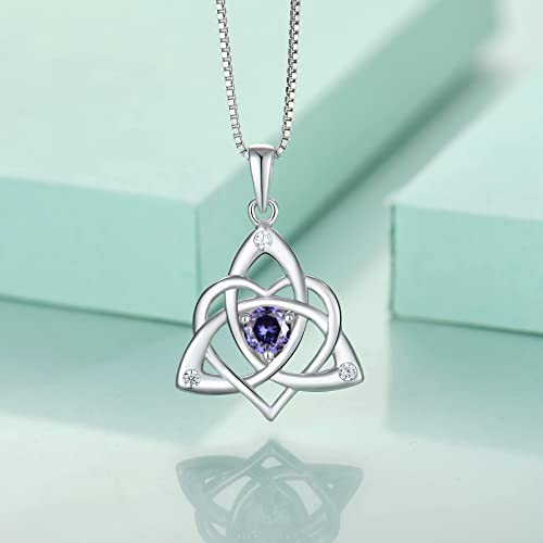STARCHENIE Celtic Knot Necklace for Women 925 Sterling Silver Trinity Love Knot Pendant Birthstones Jewelry - color: 12-tanzanite-Dec
