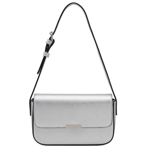Mini Classic Rectangular Flap Purse Underarm Shoulder Bag - color: Silver