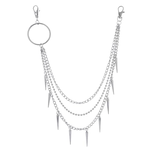 Layered Pants Chain keychain for Women Men Punk Wallet Chains Hiphop Jeans Keychain Halloween Jewelry - style: D-bullet chain1