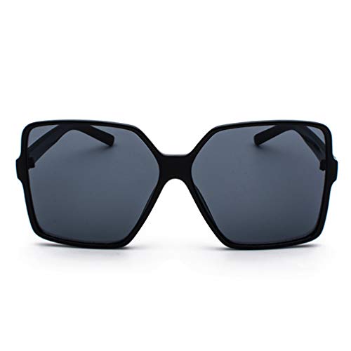 Dollger Oversized Square Sunglasses for Women Big Large Wide Fashion Shades for Men UV Protection Unisex - color: A: Black Frame Black Lens