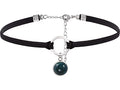 Sacina O Ring Crystal Choker, Black Choker, Boho Hippie Necklace, Gothic Necklace, Christmas Jewelry Gift for Women - color: green