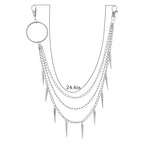 Layered Pants Chain keychain for Women Men Punk Wallet Chains Hiphop Jeans Keychain Halloween Jewelry - style: D-bullet chain1