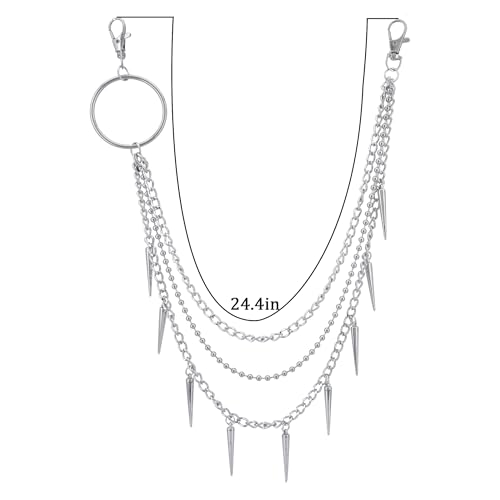 Layered Pants Chain keychain for Women Men Punk Wallet Chains Hiphop Jeans Keychain Halloween Jewelry - style: D-bullet chain1