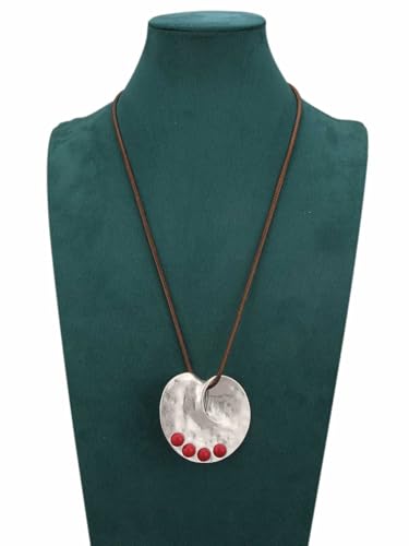 JAOYU Bohemian Necklaces for Women Leather Necklace Wood Pendant Choker Long Brown Necklace Chunky Circle Boho Hippie Jewelry - style: Bohemian Chain Necklace