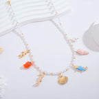 Pearl Choker Necklaces With Multi Beach Charms Shell Conch Starfish Jewelry - style: XL22601A