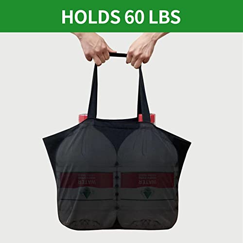 Heavy Duty Canvas Reusable Grocery Bags - 8.3 Gal Foldable Large Tote with Handles, Holds 60 lbs & Washable Eco-friendly Bags with 5 Pockets - color: [A2] Black, size: 1 Pack