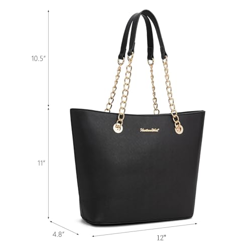 Montana West Tote Bag for Women Chain Top-handle Handbags - color: Black