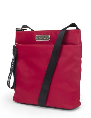 Nautica Diver Nylon Small Women's Crossbody Bag Purse with Adjustable Shoulder Strap - color: Red