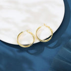 14K Gold Texture Earrings, 37/42mm Gold Hoop Earrings Classic Round Hoop Earring for Women Gold Jewelry Gift for Women - style: Triple Earrings-36mm
