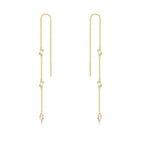 Threader Dangle Earring Teardrop Marquise Cubic Zirconia Gold/Silver Plated Long Link Chain Drop Earring for Women Girl - color: Threader Earring A-Gold