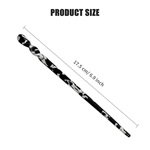 10 Pieces Acetate Hair Sticks, Women Styling Hair Vintage, Leopard Print Tortoise Shell Hairpin, Girls Chopsticks Hairpins, Disk Hair Sticks for Long Hair, Hair Accessories with Flannelette Bag - color: Vibrant Pattern