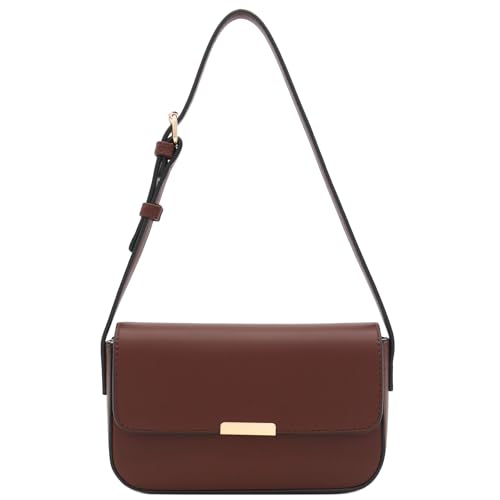Mini Classic Rectangular Flap Purse Underarm Shoulder Bag - color: Coffee