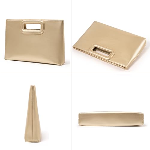 Top Handle Clutch Handbags for Women, Evening Handbag Shoulder Crossbody Purse with Gold Chain - color: Golden