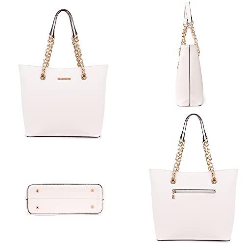 Montana West Tote Bag for Women Chain Top-handle Handbags - color: Beige