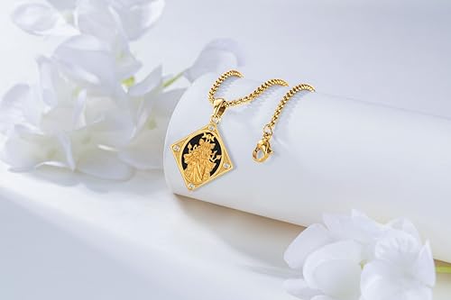 Hecate Tarot Card Necklace Triple Moon Hekate Goddess of Witches Pendant for Women Men 925 Sterling Silver 18k Gold Plated Hecate Ancient Greek Mythology Witchcraft Magic Amulet Jewelry Gift - style: Hecate Tarot Card -A