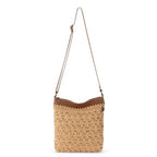 The Sak Lucia Crossbody Bag in Crochet, Convertible Purse with Adjustable Shoulder Strap - color: Natural Primrose Straw