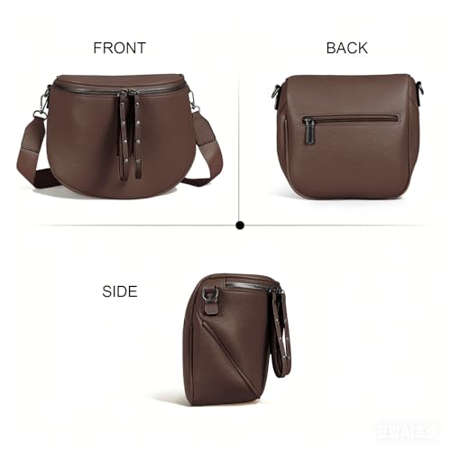 Crossbody Bags for Women, Large Vegan Leather Trendy Bum Bag - color: Chocolate Brown