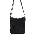 The Sak Lucia Crossbody Bag in Crochet, Convertible Purse with Adjustable Shoulder Strap - color: Black Cozy Weave