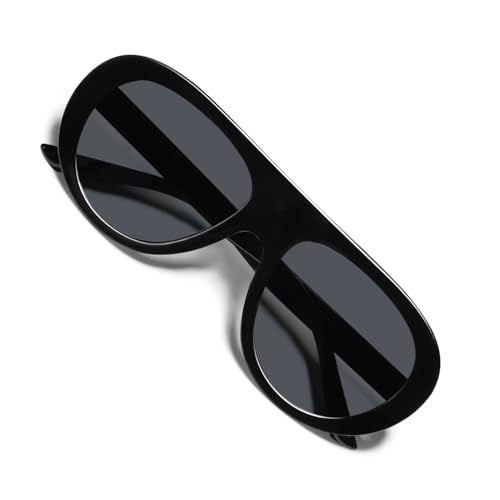 VANLINKER Oversized Retro Aviator Sunglasses for Women Men Chic 70s Vintage Style Trendy 2026 Chunky Sun Glasses VL9865 - color: C1 Black Frame/Gray Lenses