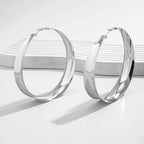 Chunky Gold Silver Hoop Earrings for Women Wide Flat Huggie Hoops Dangle Earrings Big Large Punk Smooth Surface Statement Earrings Fashion Jewelry - color: B Silver