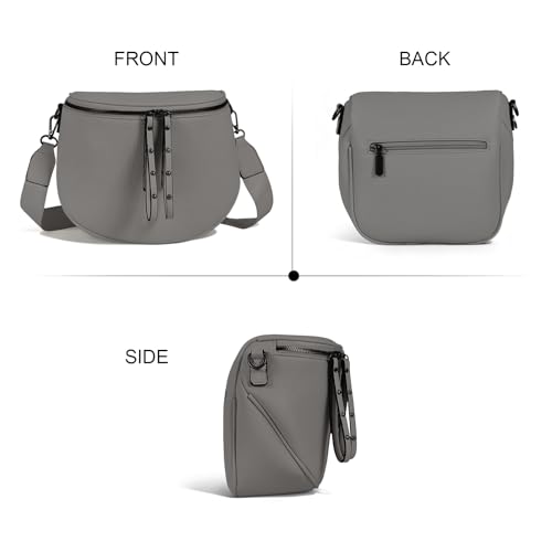 Crossbody Bags for Women, Large Vegan Leather Trendy Bum Bag - color: Ash Gray